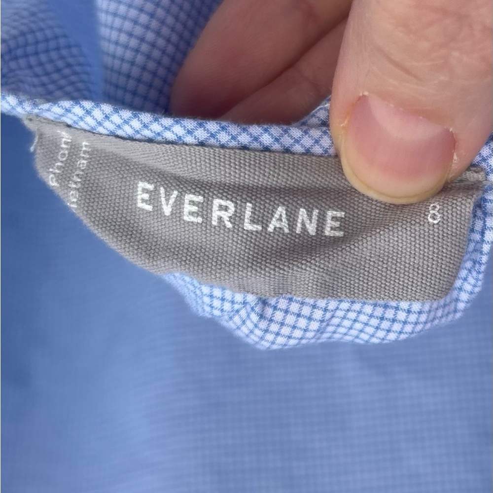 Everlane Windowpane Check Circle Open Back Blouse, size 8 - Picture 9 of 9